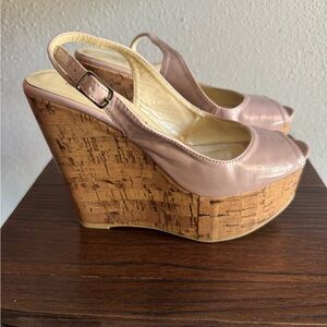 Dusty Pink Sling Back Wedges